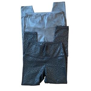 CRZ YOGA High-Waisted Leggings Lot of 2 Size Medium Leopard Print Faux Leather